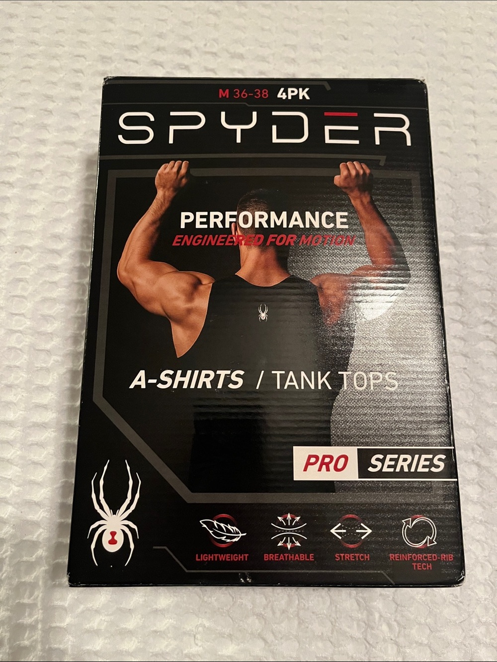 4 Pack Spyder Men’s White Tank Top Performance A-Shirts